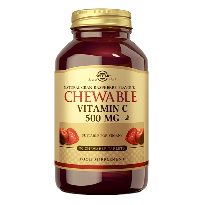 SOLGAR Vitamin C 500mg tablete za žvakanje a90 (Okus brusnica/malina)