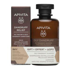 APIVITA set Dandruff Ulje za uklanjanje peruti 50 ml + Šampon protiv masne peruti 250 ml