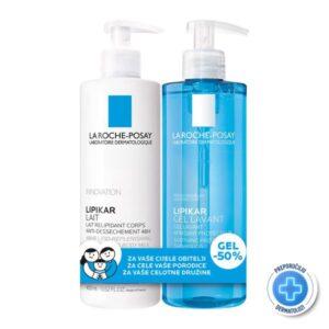 La Roche-Posay paket Lipikar lait mlijeko 400 ml+Lipikar gel lavant 400 ml (-50% gel)