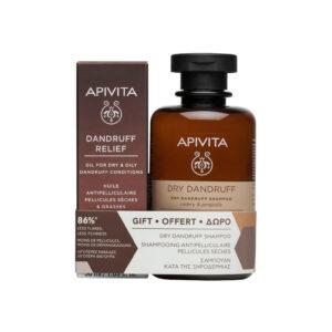 Apivita Dry Dandruff set Ulje za uklanjanje peruti 50 ml + Šampon protiv suhe peruti 250 ml