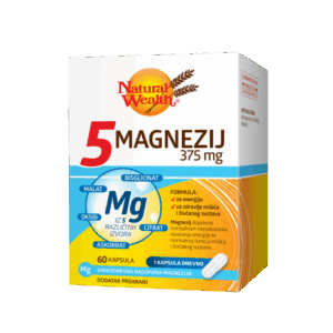 5 Magnezij 375 mg a 60 kapsula  Natural Wealth
