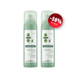 KLORANE duo kopriva suhi šampon 2x150ml-50% na drugi